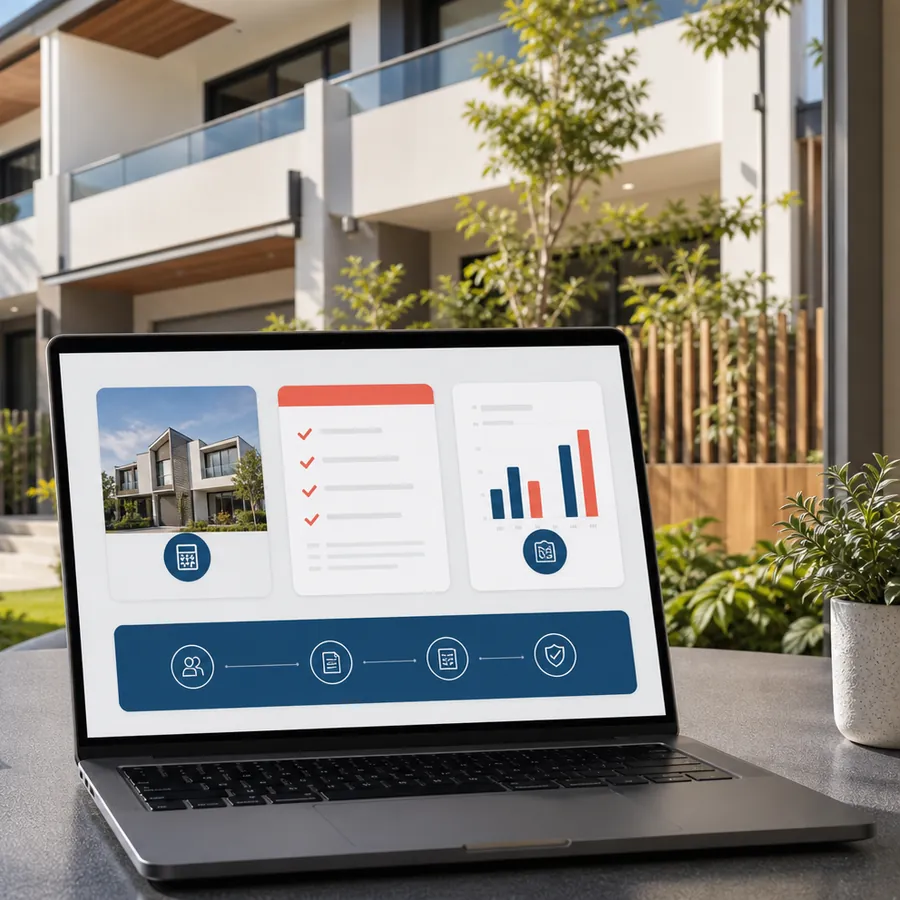 Modern property with calculator and checklist for CGT readiness